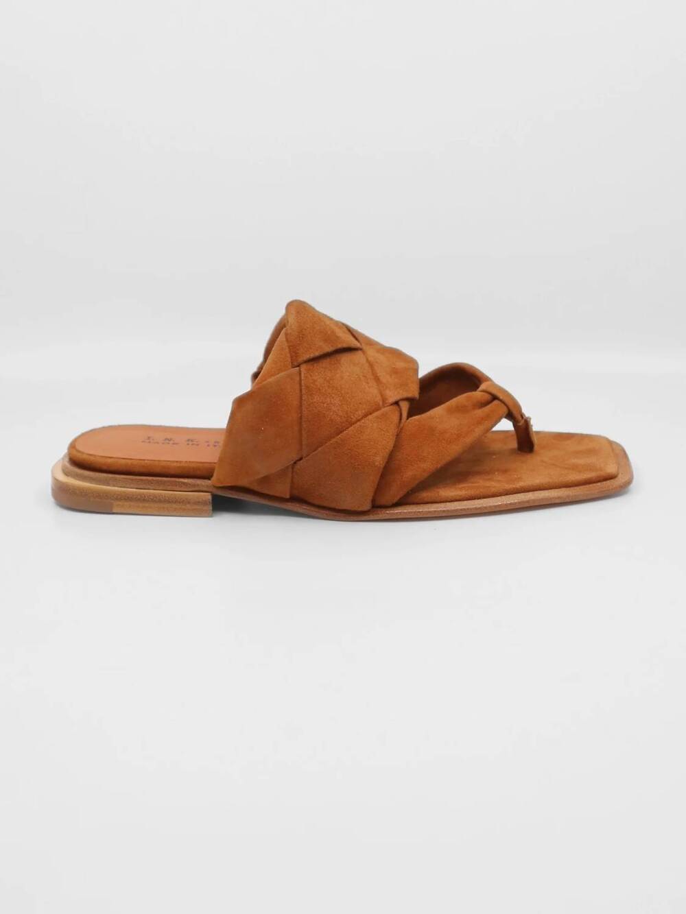 NEW I.N.K. SHOES women's queen flat sandals in cuoio naturale